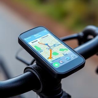自転車のハンドルバーに取り付けられた最新のGPSデバイス